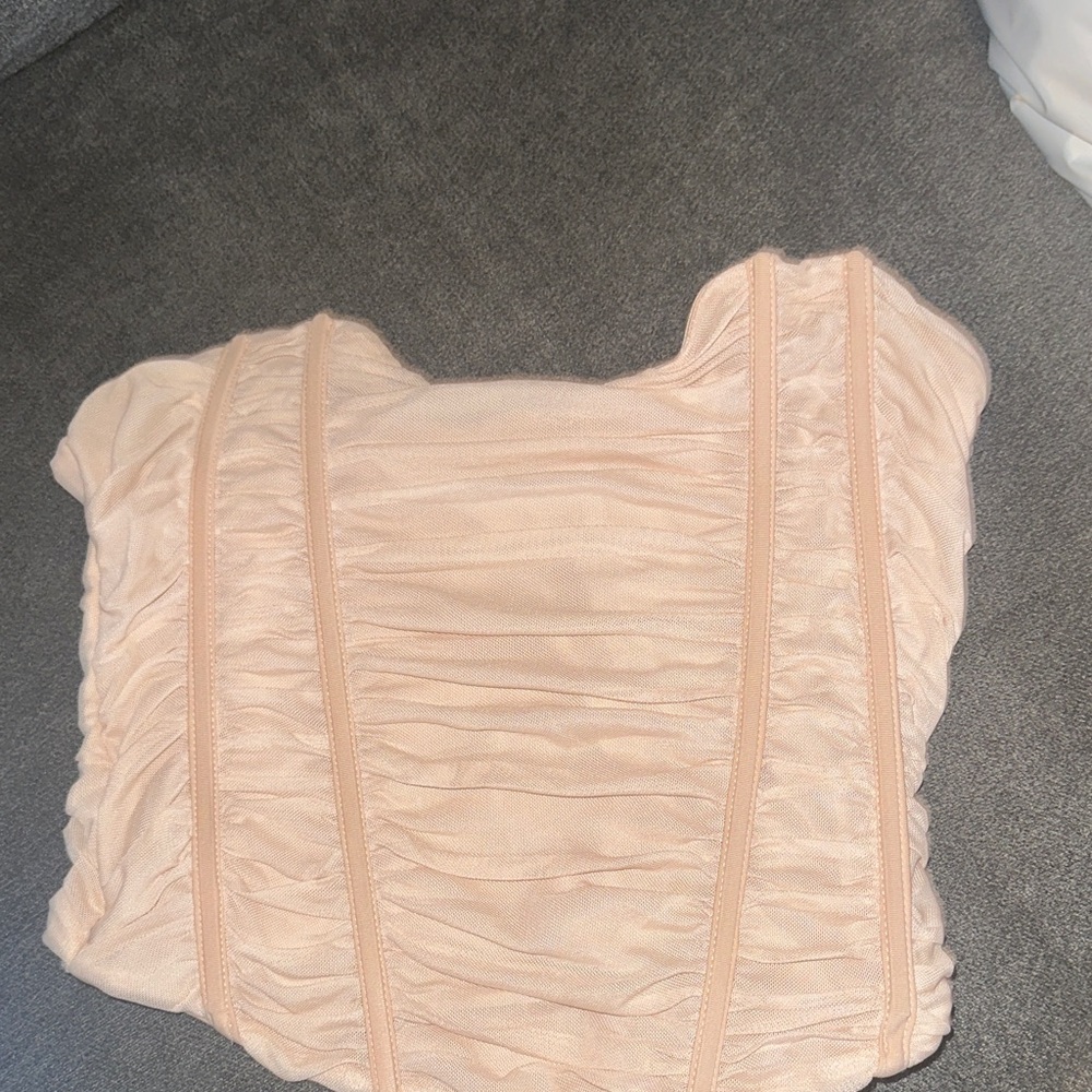 Zara Women's Ruched Swim Top in Light Peach